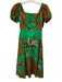 Maeve Size 4 Green, Brown & Pink Cotton Blend Short Puff Sleeve Dress Green, Brown & Pink / 4