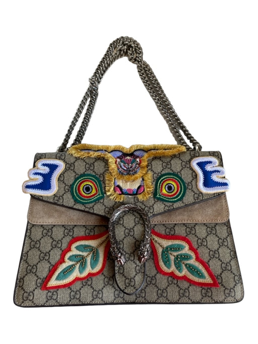 Gucci Tan & multi Logo Patch Detailing Chain Strap Latch Clasp Bag Tan & multi / M