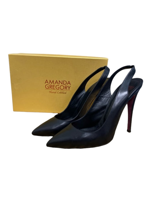 Amanda Gregory Shoe Size 40 Black Leather Pump Pointed Toe Slingback Shoes Black / 40