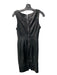 Karen Millen Size 6 Black Leather Round Neck Sleeveless Below the Knee Dress Black / 6