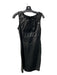 Karen Millen Size 6 Black Leather Round Neck Sleeveless Below the Knee Dress Black / 6