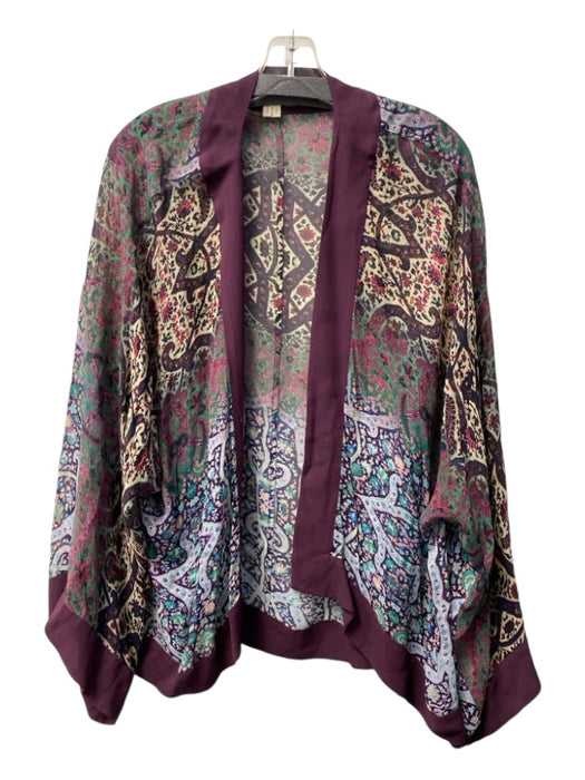 Nicole Miller Size One Size Burgundy & Aubergine Viscose Open Front Sheer Jacket Burgundy & Aubergine / One Size