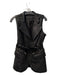 Rachel Zoe Size 4 Black Leather Sleeveless Biker Zipper Belted Vest Black / 4