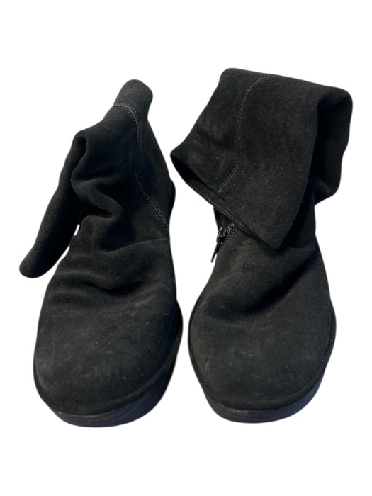 Fly London Shoe Size 40 Black Suede round toe Mid Calf Interior Zip Wedge Boots Black / 40