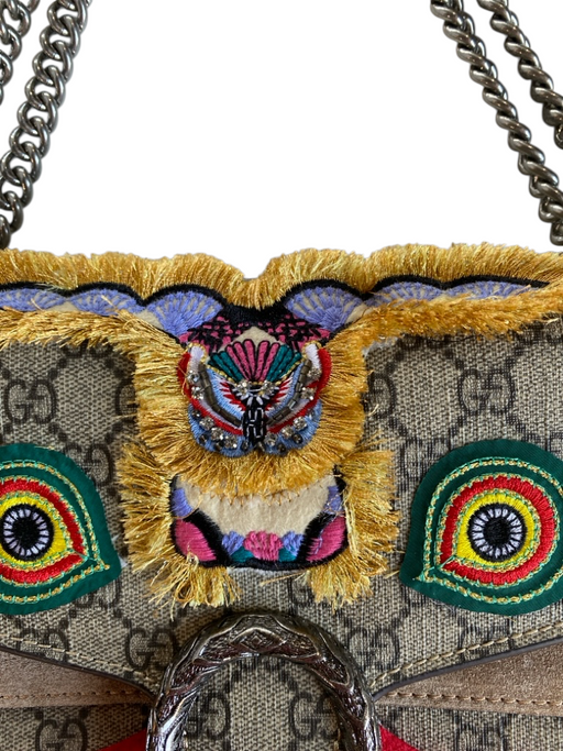 Gucci Tan & multi Logo Patch Detailing Chain Strap Latch Clasp Bag Tan & multi / M