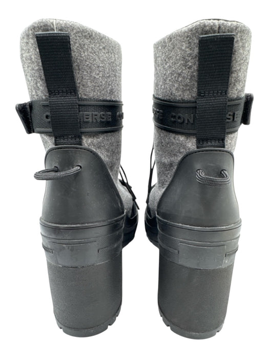 Converse Shoe Size 9 Gray & Black Leather & Wool Velcro Lace Up Calf High Boots Gray & Black / 9