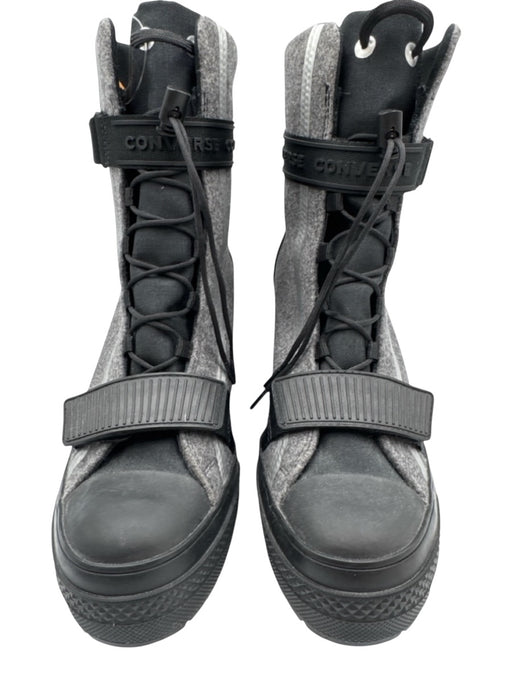 Converse Shoe Size 9 Gray & Black Leather & Wool Velcro Lace Up Calf High Boots Gray & Black / 9