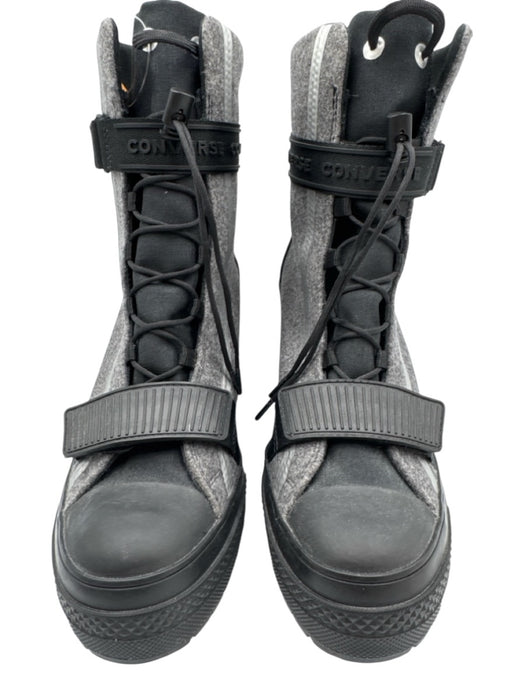 Converse Shoe Size 9 Gray & Black Leather & Wool Velcro Lace Up Calf High Boots Gray & Black / 9