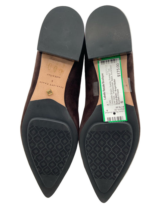 Scarlett Chase Shoe Size 6 Chocolate Brown Suede Pointed Toe Low Heel Flats