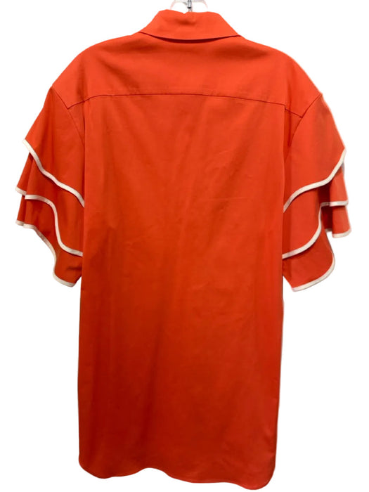 Alexis Size XS Orange & White Cotton & Viscose Short Sleeve scallop trim Top