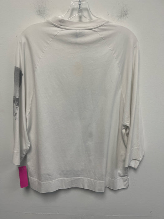 Ganni Size XXS/XS White & Gray Cotton Graphic Wide Sleeve Photo Print Top