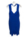 Herve Leger Size L Blue Rayon & Nylon Blend Sleeveless Back Zip V Neck Dress Blue / L