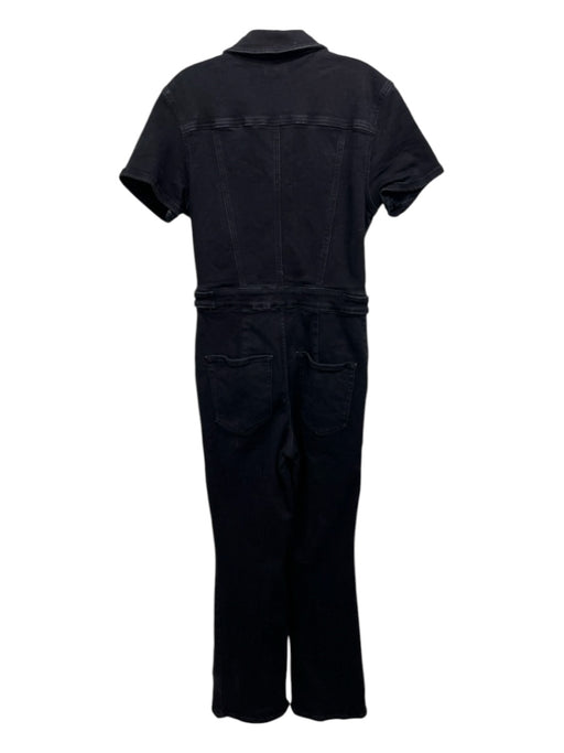 Good American Size 4 Black Cotton Pockets Short Sleeve Jumpsuit Black / 4