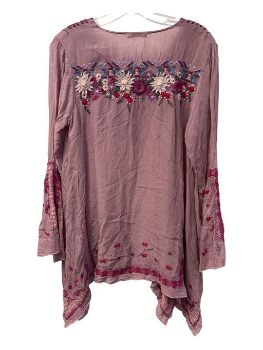 Johnny Was Size S Violet Purple Cupra Rayon Long Sleeve Flowy Embroidered Top Violet Purple / S