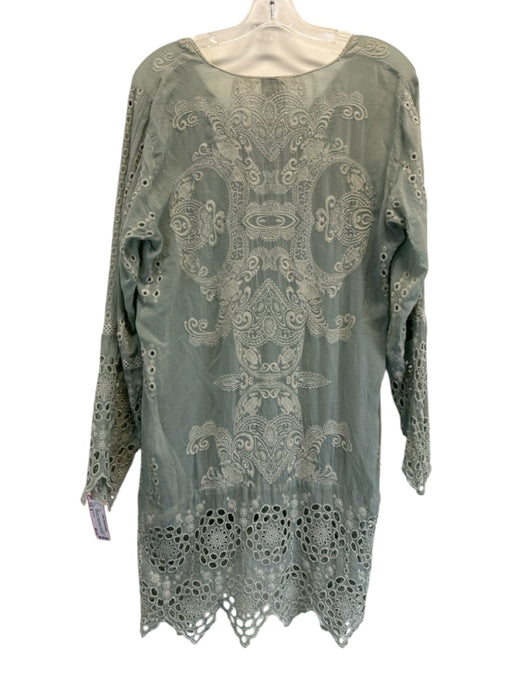 Johnny Was Size M Sage green Cupra Rayon Long Sleeve Eyelet Lace V Neck Top Sage green / M