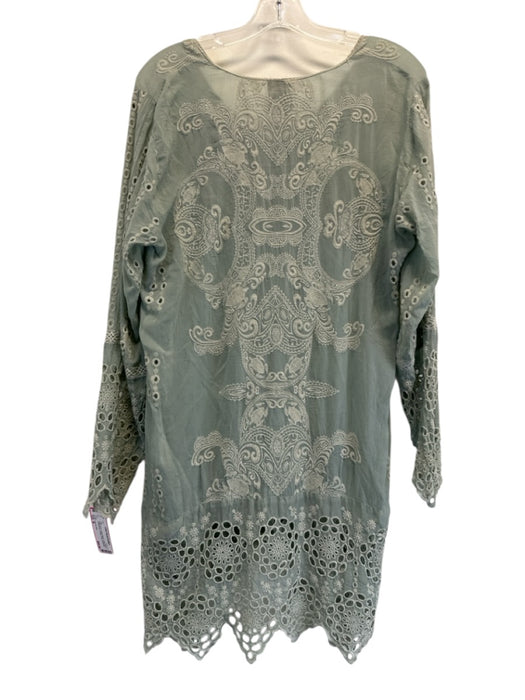 Johnny Was Size M Sage green Cupra Rayon Long Sleeve Eyelet Lace V Neck Top Sage green / M