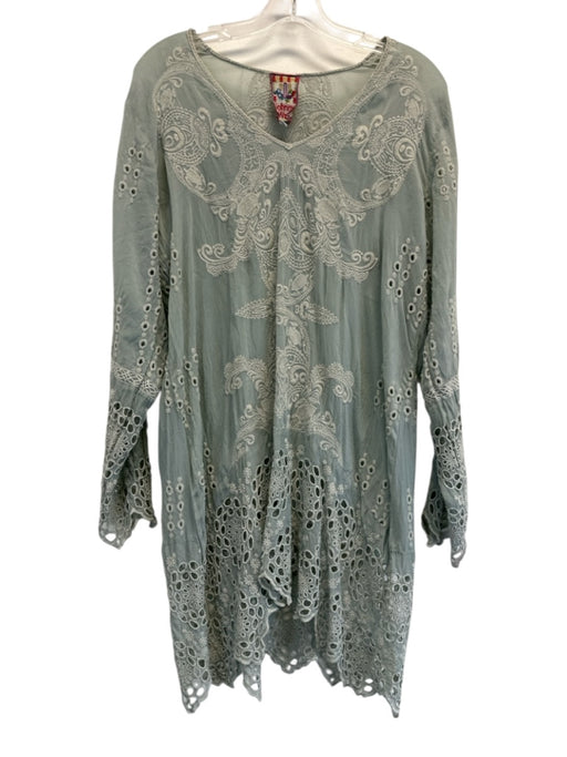 Johnny Was Size M Sage green Cupra Rayon Long Sleeve Eyelet Lace V Neck Top Sage green / M