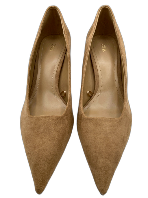 Zara Shoe Size 39 Tan & brown Suede Pointed Toe Chunk Heel Pumps Tan & brown / 39