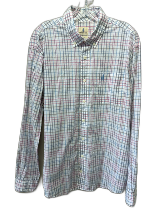 Johnnie O Size XL White & Multi Cotton Plaid Button Down Men's Long Sleeve Shirt White & Multi / XL
