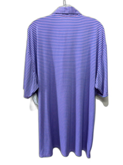 Holderness & Bourne Size XXL Pink & Blue Polyester Striped Polo Short Sleeve Pink & Blue / XXL