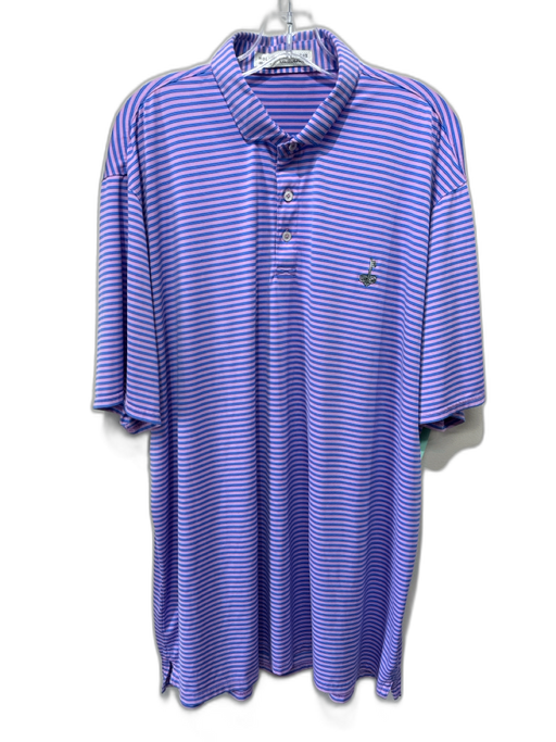 Holderness & Bourne Size XXL Pink & Blue Polyester Striped Polo Short Sleeve Pink & Blue / XXL