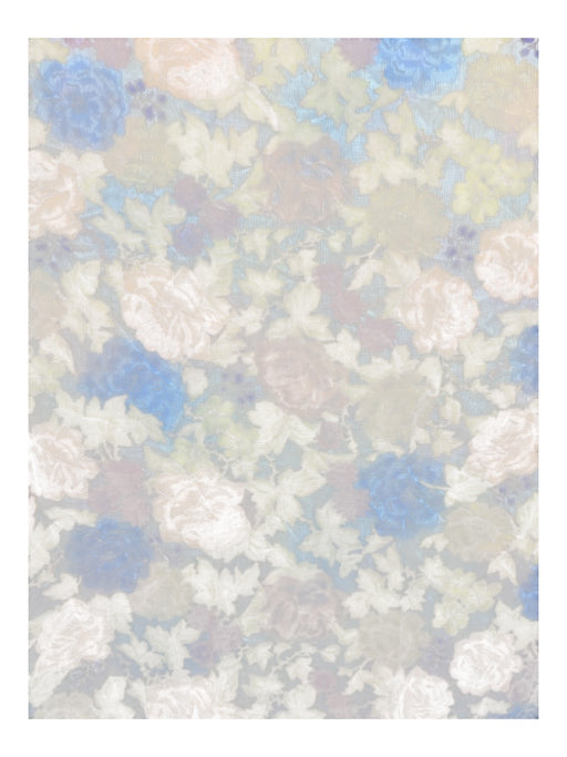 Spell Yellow, Orange, Blue & Pink Modal Semi Sheer Floral Raw Edge scarf Yellow, Orange, Blue & Pink