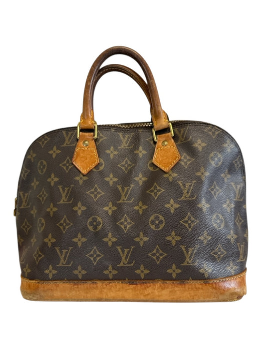 Louis Vuitton Brown Coated Canvas & Leather Monogram Zip Top Two Handle Bag Brown / PM