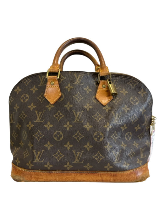 Louis Vuitton Brown Coated Canvas & Leather Monogram Zip Top Two Handle Bag Brown / PM