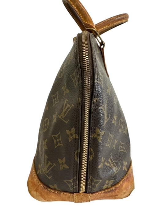 Louis Vuitton Brown Coated Canvas & Leather Monogram Zip Top Two Handle Bag Brown / PM