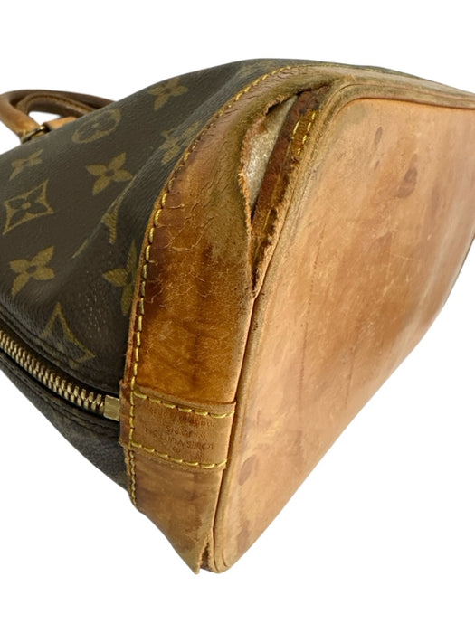 Louis Vuitton Brown Coated Canvas & Leather Monogram Zip Top Two Handle Bag Brown / PM