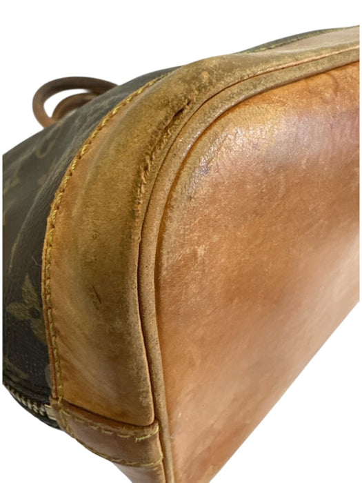 Louis Vuitton Brown Coated Canvas & Leather Monogram Zip Top Two Handle Bag Brown / PM
