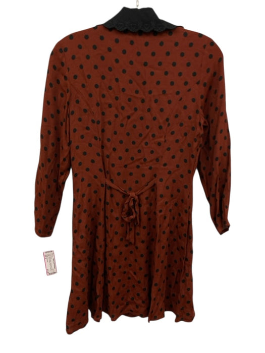 Reformation Size 2 Brown & Black Viscose Blend Polka Dots 3/4 Sleeve Dress Brown & Black / 2