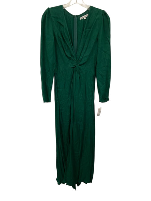 Reformation Size 2 Emerald Green Missing Fabric Tag Long Sleeve Front Slit Dress Emerald Green / 2