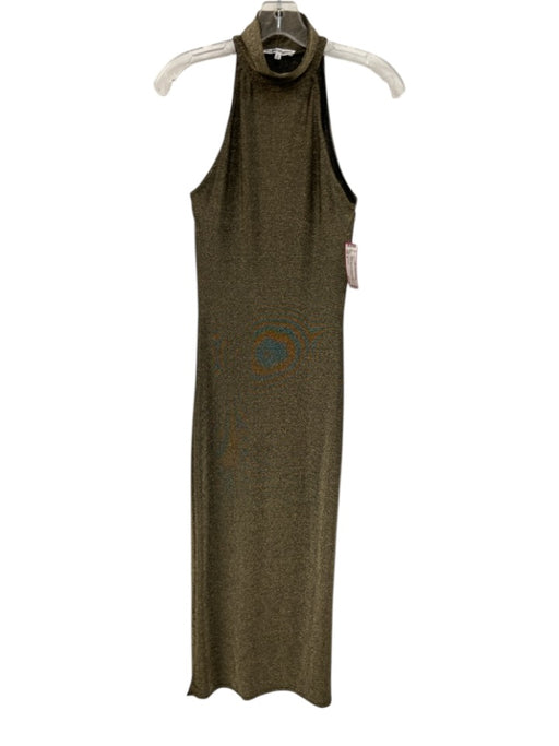 Reformation Size S Black & Gold Nylon Blend Metallic Thread Shimmer Dress Black & Gold / S