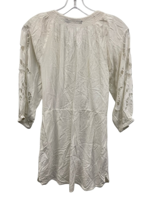 Vix Paula Hermanny Size S White Viscose 3/4 Sleeve Deep V neck Tie Front Top White / S