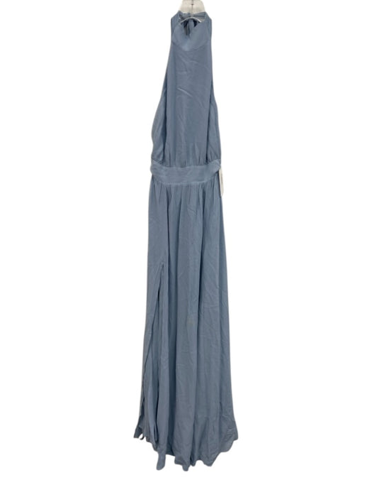 Reformation Size 0 Light Blue Viscose Tie Neck Halter Gathered Waist Dress — Labels Resale Boutique
