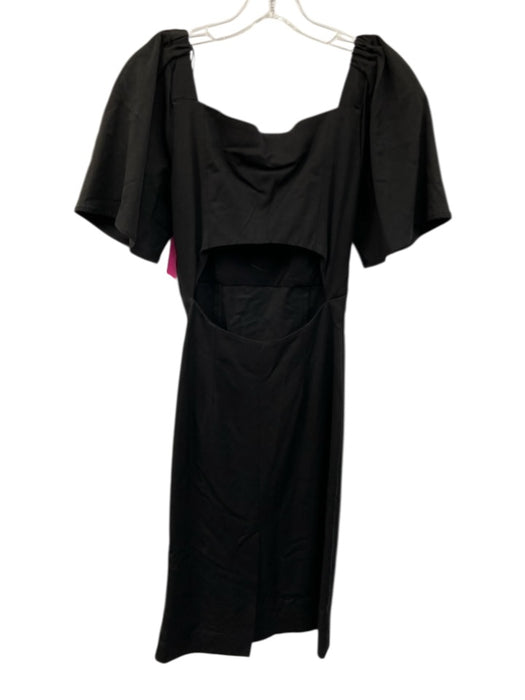 Ba&sh Size 1 Black Viscose Blend Short Sleeve Square Neck Paneled Dress Black / 1