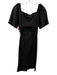 Ba&sh Size 1 Black Viscose Blend Short Sleeve Square Neck Paneled Dress Black / 1