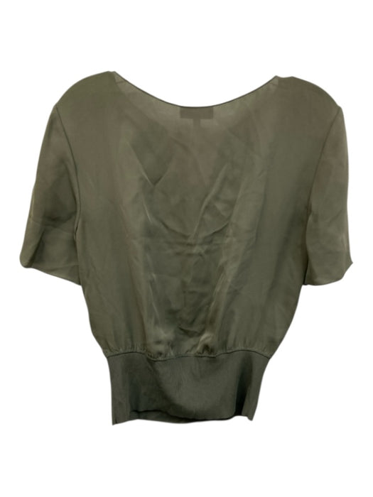 Theory Size S Sage green Silk Short Sleeve Ribbed Hem Top Sage green / S