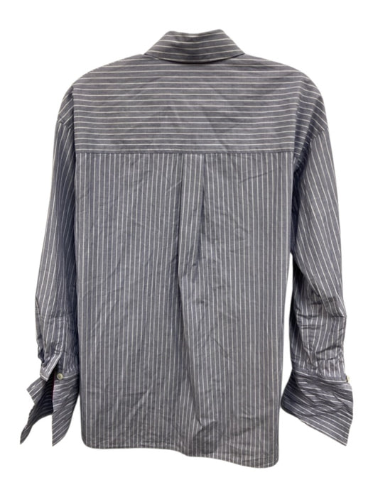 Theory Size P Blue & White Cotton Striped Long Sleeve Button Up Shirt Top Blue & White / P