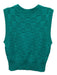 Staud Size M Teal Blue Wool Blend Knit Checked Sleeveless Sweater Vest Top Teal Blue / M