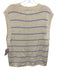 Reformation Size S Cream White & Blue Cotton Ribbed Knit Striped V Neck Top Cream White & Blue / S