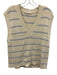 Reformation Size S Cream White & Blue Cotton Ribbed Knit Striped V Neck Top Cream White & Blue / S