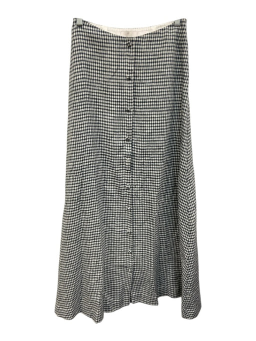 Reformation Size 2 Slate Blue & White Linen Gingham Button Front A Line Skirt Slate Blue & White / 2