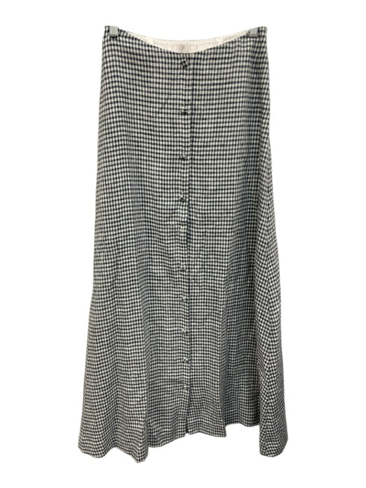 Reformation Size 2 Slate Blue & White Linen Gingham Button Front A Line Skirt Slate Blue & White / 2