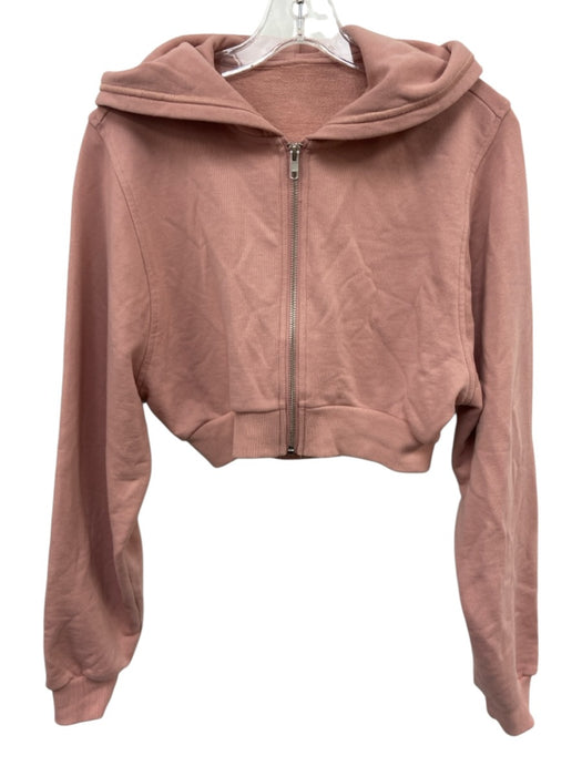 Alo Size Est S Dusty Pink Cotton Blend Cropped Zip Front Hoodie Jacket Dusty Pink / Est S