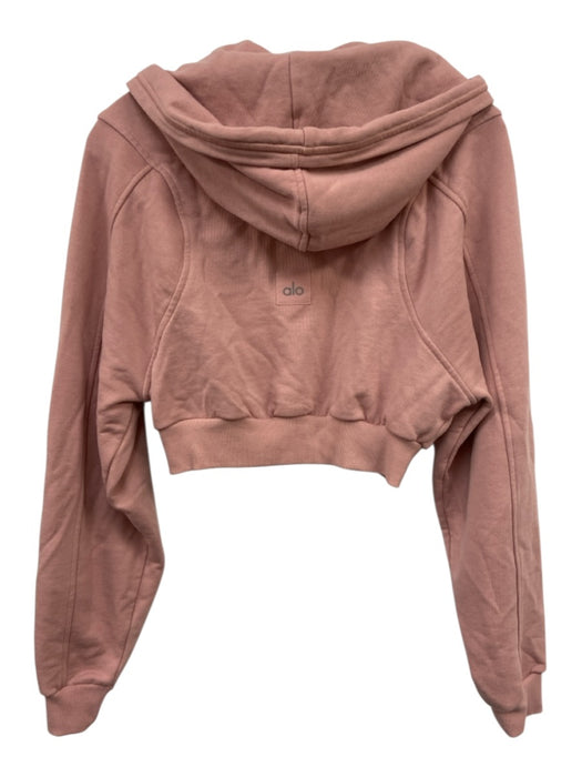 Alo Size Est S Dusty Pink Cotton Blend Cropped Zip Front Hoodie Jacket Dusty Pink / Est S