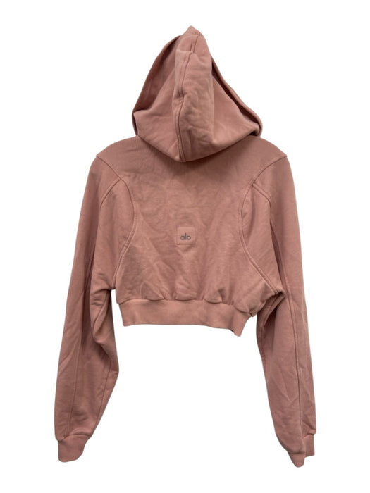 Alo Size Est S Dusty Pink Cotton Blend Cropped Zip Front Hoodie Jacket Dusty Pink / Est S