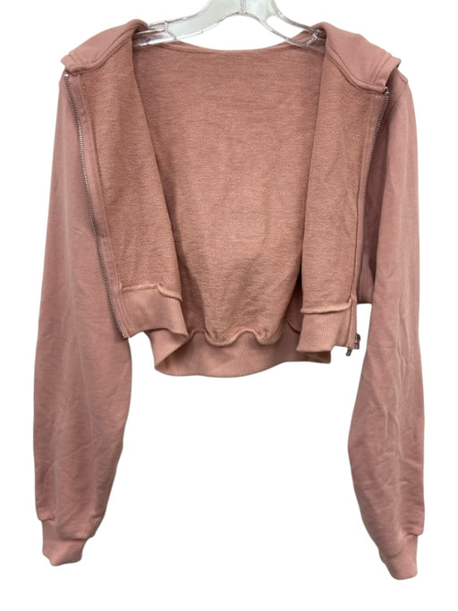 Alo Size Est S Dusty Pink Cotton Blend Cropped Zip Front Hoodie Jacket Dusty Pink / Est S