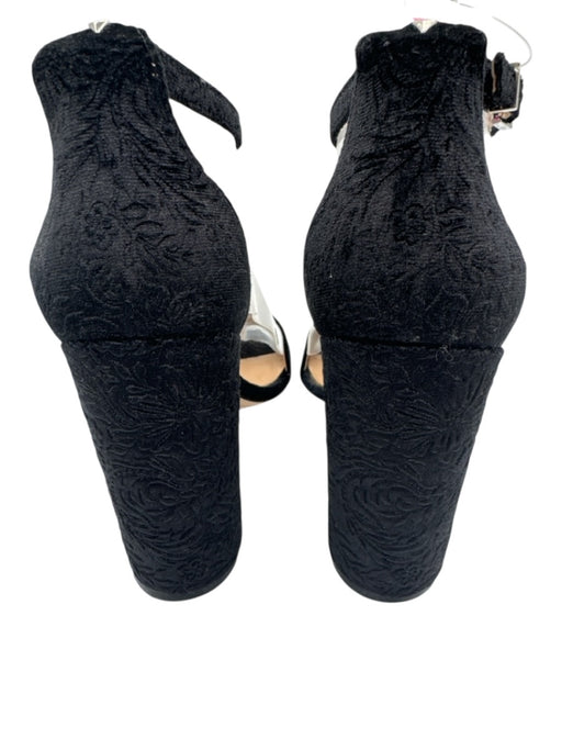 Sam Edelman Shoe Size 8.5 Black textile upper Floral Embossed Velvet Sandals Black / 8.5
